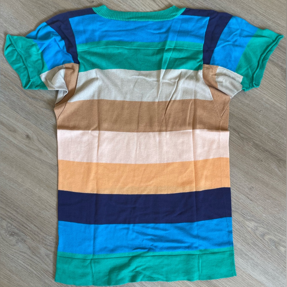 Chris Benz Green and Blue Knit Top 100% Cotton Size Medium - Picture 8 of 11